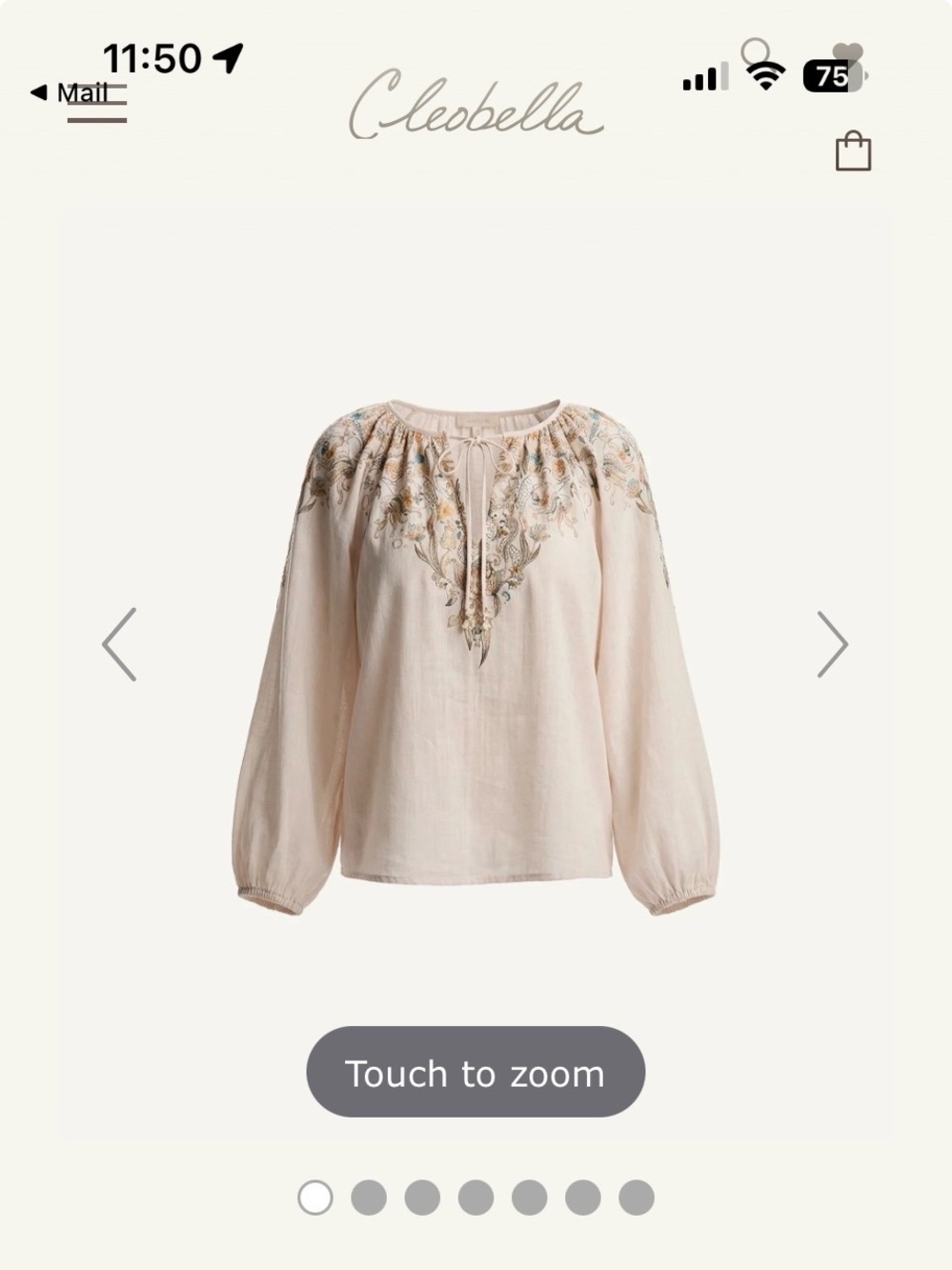Cleobella Issy Blush Embroidered Peasant Blouse - XS NWT